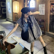批发牛仔马甲外套女夏季2023新款马夹外穿复古百搭叠穿坎肩背心潮