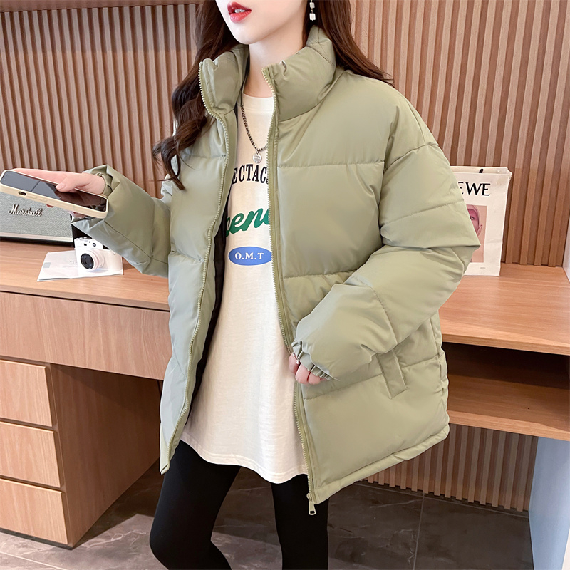 Real shot of thickened cotton coat for women, candy-colored winter student bread coat, trendy large size padded jacket for fat people