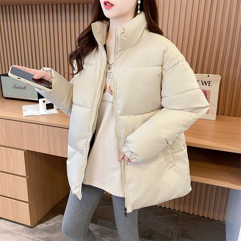 Real shot of thickened cotton coat for women, candy-colored winter student bread coat, trendy large size padded jacket for fat people