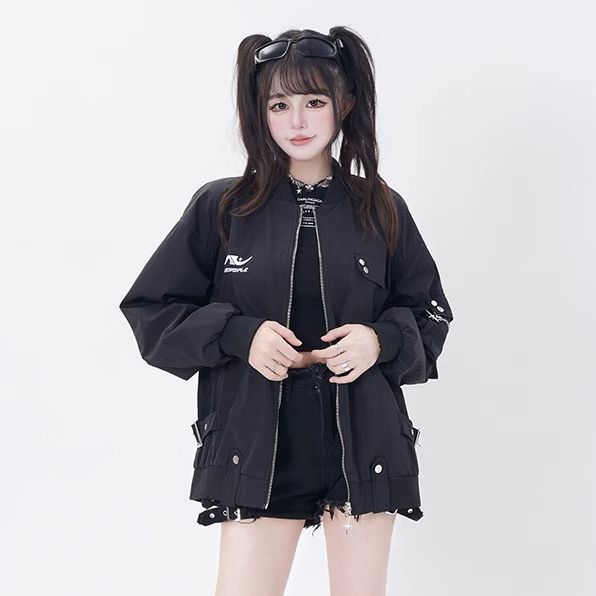 Flight suit jacket for women American high street design retro baseball uniform autumn new couple trendy brand jacket thin section