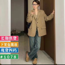 批发真实!!!巴黎假日羊毛杂色单面呢西装大衣女秋冬短款呢子外套