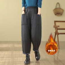 批发实拍已出货<b class='q'>大码</b>女装宽松显瘦夹棉加厚棉裤外穿拼接复古<b class='q'>哈伦裤</b>冬