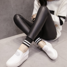 批发实拍2023秋冬款韩版百搭修身显瘦螺纹小脚裤超弹爽滑皮裤<b class='q'>打底裤</b>女