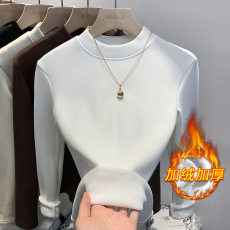 批发实拍加绒加厚半高领打底衫女<b class='q'>婴儿</b>绒中领修身百搭长袖T恤内搭上衣