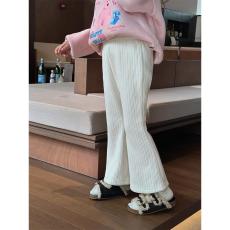 批发女童裤子阔腿裤秋冬装<b class='q'>新款</b>加绒微喇裤加厚儿童雪尼尔裤子