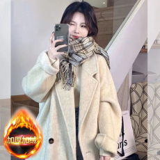 批发夹棉内里外穿<b class='q'>大码</b>呢子大衣小众中长款加厚夹棉毛呢外套女冬