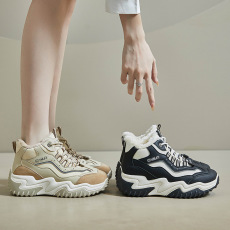 批发2023冬季新款<b class='q'>韩版</b>加绒老爹鞋女休闲鞋货号