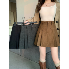 批发实拍2025冬装新款大码胖mm显瘦显腿长高腰百搭折皱短裙辣妹潮