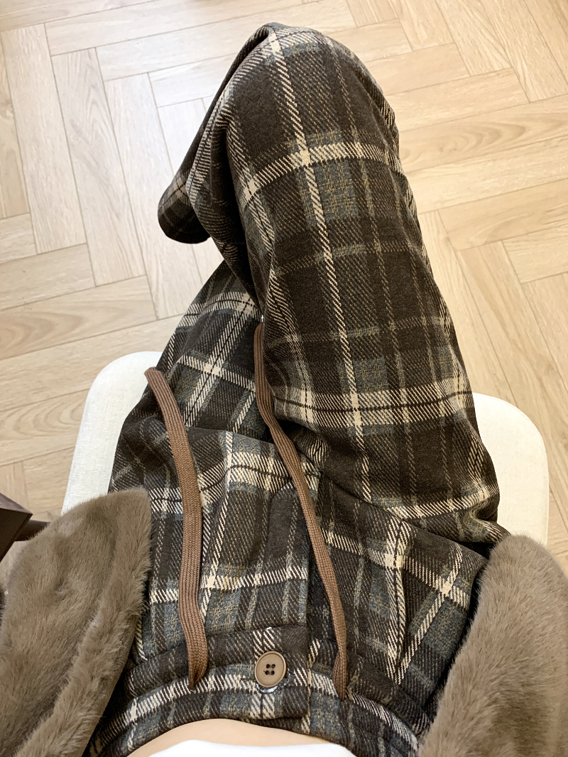 MY14873# 新款加绒格子裤毛呢阔腿裤高腰直筒拖地高腰休闲裤女女裝貨源...