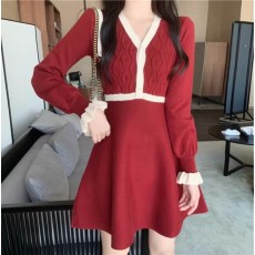 批发大码女装2025新款打底裙胖mm小红裙连衣裙减龄针织毛衣裙