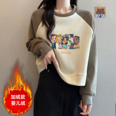 小个子短款加绒加厚卫衣女2023年秋冬季新款时尚洋气减龄长袖上衣