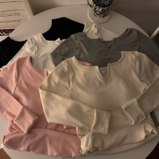 批发实拍实价秋季保暖磨毛加绒加厚小V领内搭<b class='q'>打底衫</b>修身长袖上衣女