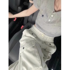 批发<b class='q'>大码</b>水洗全棉美式高街白色工装阔腿裤子女春秋季小个子休闲<b class='q'>长裤</b>