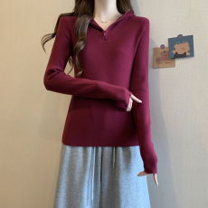 批发软糯减龄连帽女秋装大码女装胖MM气质半拉链长袖修身卫衣毛针织衫