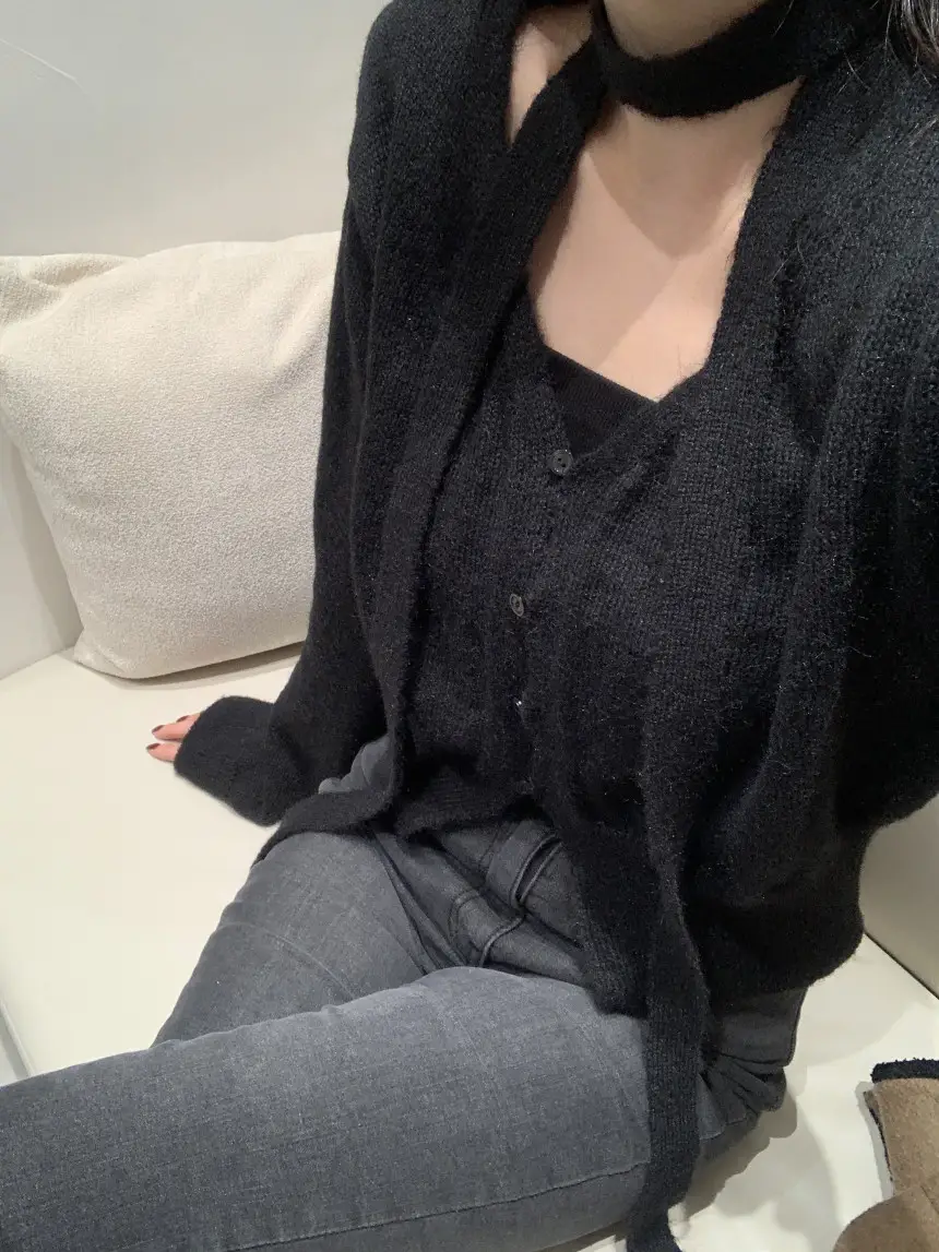 프렌치 스타일 단추 니트 조끼 상세 이미지 4