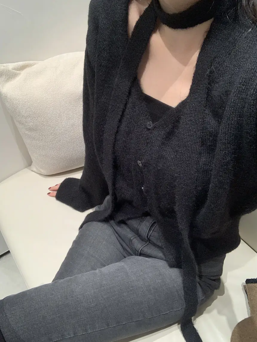 프렌치 스타일 단추 니트 조끼 상세 이미지 12