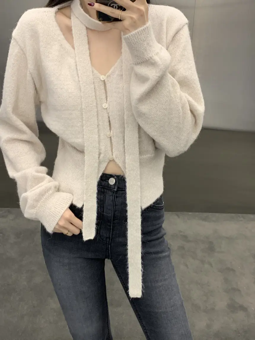 프렌치 스타일 단추 니트 조끼 상세 이미지 27