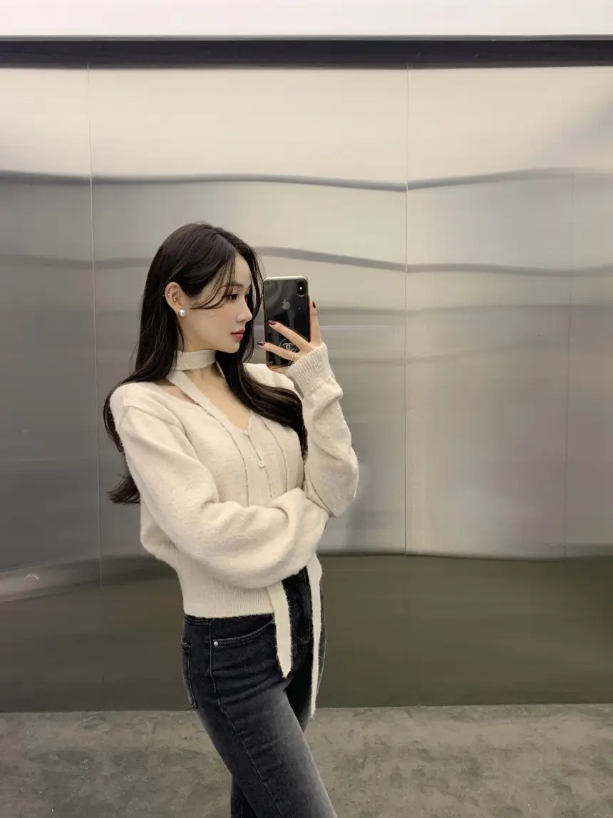 프렌치 스타일 단추 니트 조끼 상세 이미지 29