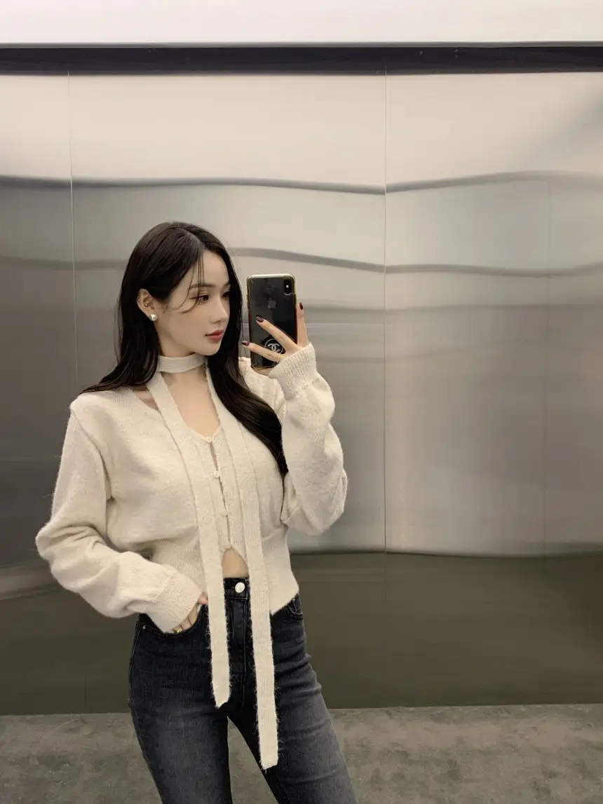 프렌치 스타일 단추 니트 조끼 상세 이미지 31