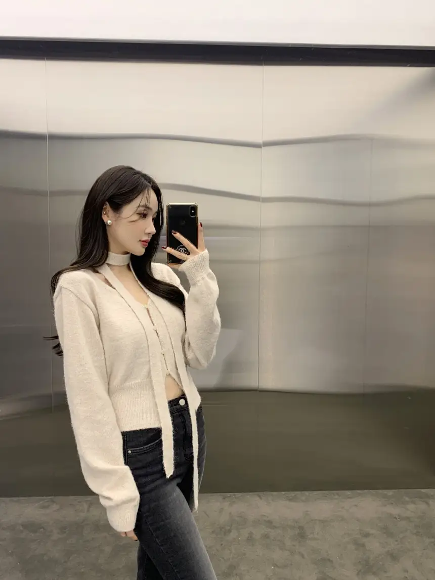 프렌치 스타일 단추 니트 조끼 상세 이미지 32