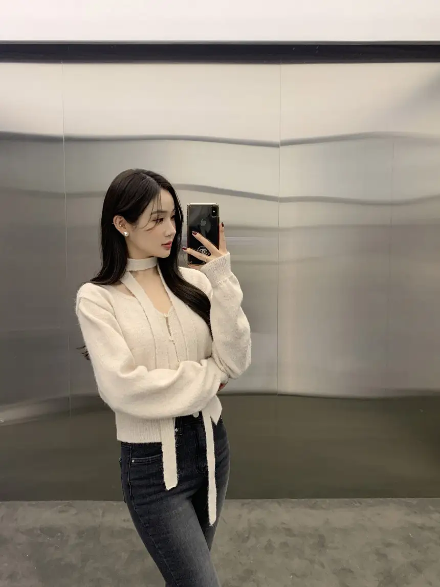 프렌치 스타일 단추 니트 조끼 상세 이미지 34