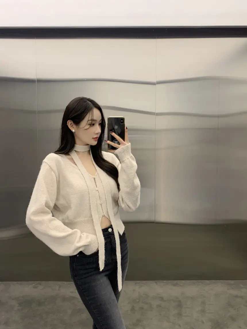 프렌치 스타일 단추 니트 조끼 상세 이미지 35