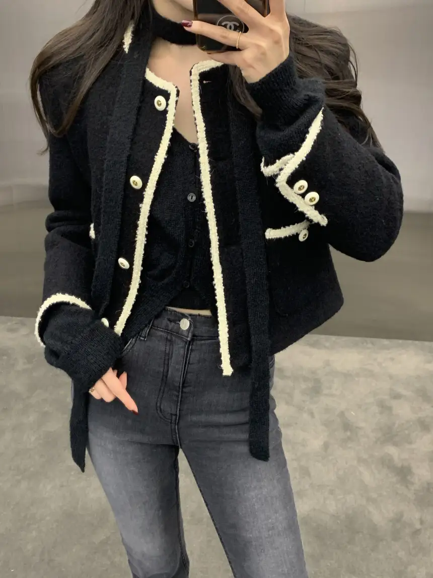 프렌치 스타일 단추 니트 조끼 상세 이미지 40