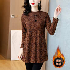 批发实拍高档气质大码加绒加厚内搭蕾丝打底衫<b class='q'>中长款</b>秋冬新款蕾丝小衫