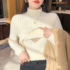 批发实拍 秋<b class='q'>冬</b>加绒加厚哺乳毛衣产后月子期保暖半高领喂奶打底衣