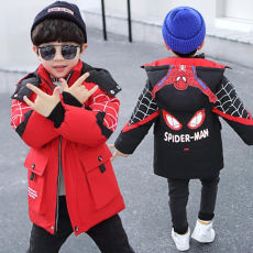 批发男童蜘蛛侠棉衣男宝宝冬装羽绒棉服儿童装中小童冬季加绒加厚棉袄