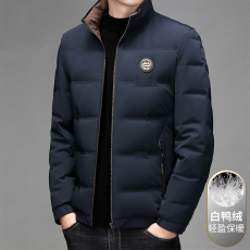 批发<b class='q'>商务</b>休闲羽绒服男士2023年新款秋冬季白鸭绒立领短款爸爸装外套