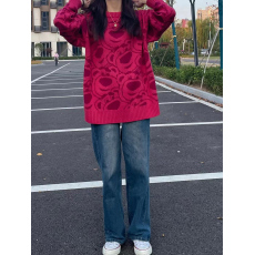 批发秋冬新款草莓套头毛衣韩版<b class='q'>街头</b>小众设计感女士上衣慵懒风针织衫