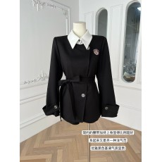 批发现货-英伦风假两件西装外套<b class='q'>春</b>秋高级感气质收腰黑色拼接西服上衣