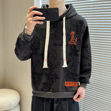 批发潮牌秋季小狗刺绣连帽衫卫衣男女美式街头情侣款宽松国潮上衣