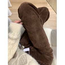 批发实价咖色灯芯绒阔腿裤女秋冬高腰垂感休闲裤棕色常规拖地<b class='q'>裤子</b>