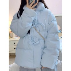 批发国潮甜美<b class='q'>风</b>四叶草盘扣设计保暖棉服男女冬季<b class='q'>韩</b>版森系立领棉衣外套