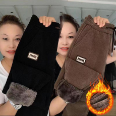 批发2023新款哈伦裤女冬季加绒加厚妈妈裤子女宽松大码百搭休闲直筒裤