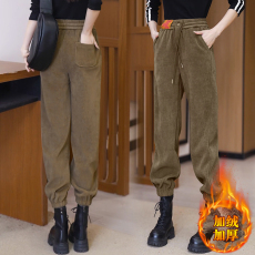 批发运动裤女秋冬季2024新款加绒加厚卫裤宽松束脚显瘦哈伦休闲女裤子