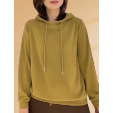 批发春秋季新款连帽卫衣女士长袖纯色百搭打底衫气质减龄宽松上衣女