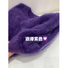 批发欧货2025新款女高级别致绝美慵懒风软糯浣熊绒<b class='q'>上衣</b>紫色马海毛毛衣