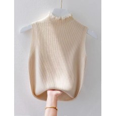 批发背心女<b class='q'>白色</b>无袖内搭打底衫配<b class='q'>小西装</b>洋气针织衫花边领背心毛衣上衣