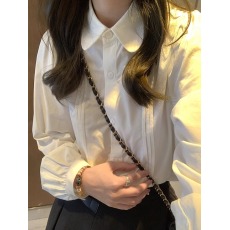 批发『娃娃领衬衫』MIAOLAB 秋<b class='q'>冬</b>叠穿内搭风琴褶长袖白上衣女