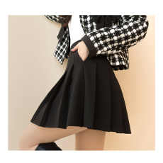 批发全松紧厚款真口袋百褶裙女高腰短裙a字百搭秋<b class='q'>冬</b>口袋半身裙