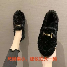 批发慵懒豆豆鞋羊羔毛加绒拖鞋加厚棉鞋韩版一脚蹬可爱毛毛鞋