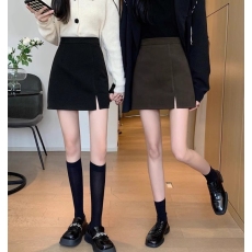 批发晨领优质面料 450克 毛呢开叉<b class='q'>包臀</b>秋冬新款高腰显瘦a字<b class='q'>半身裙</b>百搭