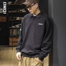 批发美式高街polo衫<b class='q'>男士</b><b class='q'>卫衣</b>长袖冬季新款白色翻领秋冬款加绒上衣外套