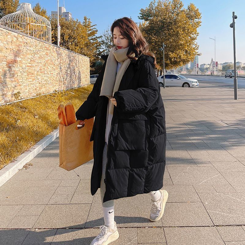 Cotton Cream Yellow Down Jacket Women's Mid-Length Winter Bread Jacket Thickened Cotton Jacket