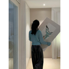 批发假两件V领针织衫女冬季新款开衫软糯毛衣设计感小众上衣