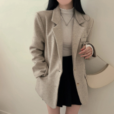 批发现货 chic 冬季新款小个子短款英伦复古毛呢西装外套女