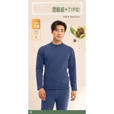 批发高品质套装加绒加厚羊绒蚕丝保暖内衣男士圆领中领秋衣秋裤